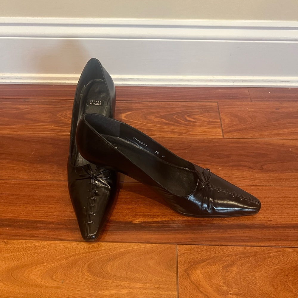 STUART WEITZMAN PUMPS Elegant Black Leather Women's Shoes